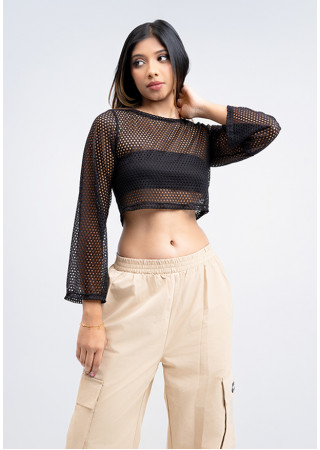 TIERA LONG SLEEVE MESH TOP 